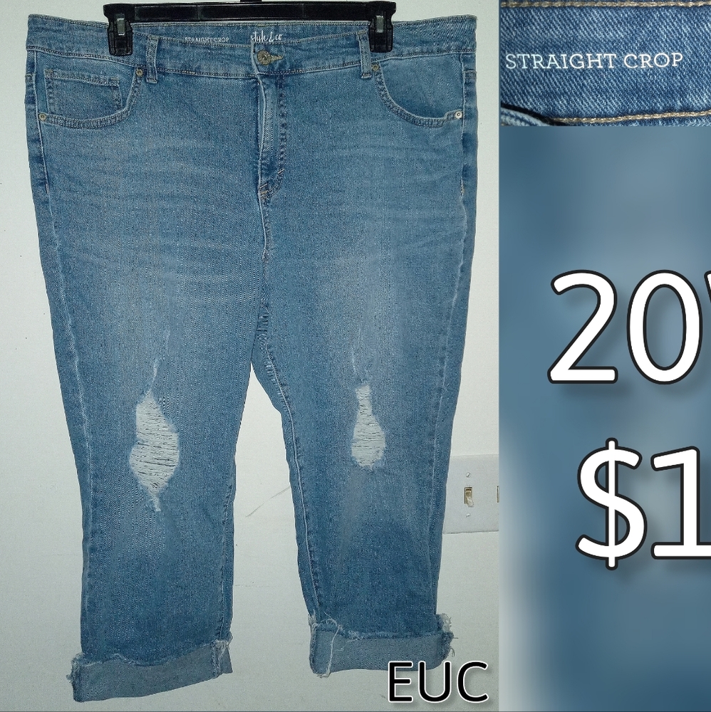 Style & Co Jean Distressed Capris